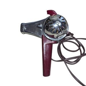 1950s Electric Hot/ Cold Hairdryer Chrome Body Color Handle Works! Prop/ Decor